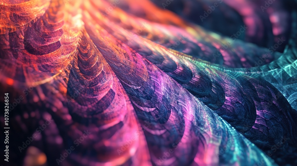 Poster vibrant geometric background created through computer generated fractal design stunning abstract ill