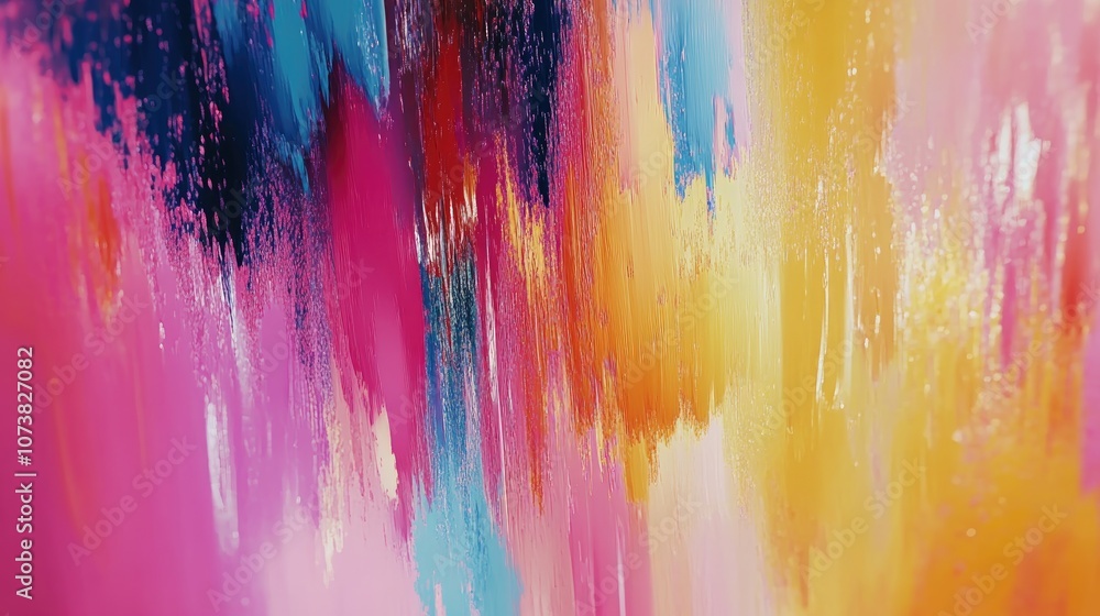 Wall mural Abstract computer generated image featuring randomly arranged colorful spots resembling oil paint strokes