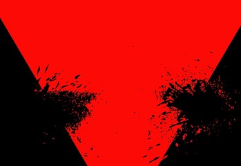 Black paints on a red background texture splash brush