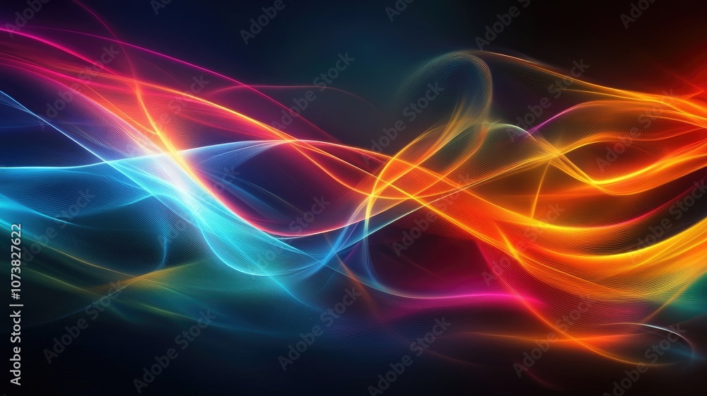 Aufkleber abstract background featuring smooth multicolored lines against a dark backdrop design element with 