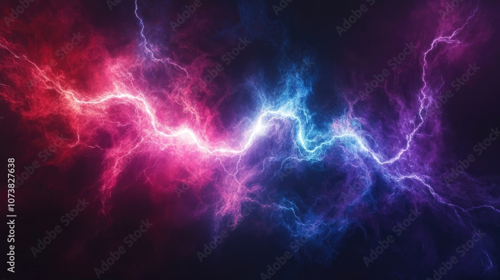 Poster abstract colorful lightning fractal on a dark background