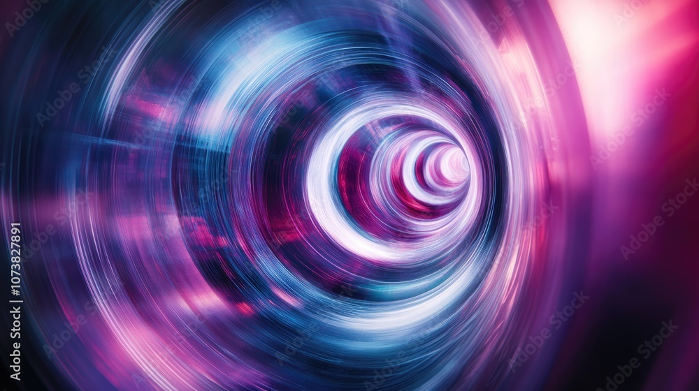 Poster futuristic abstract background featuring a circular infinity design with a glitch effect perfect for