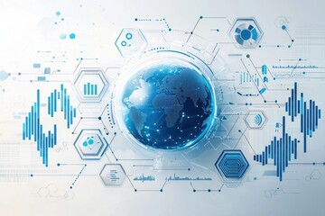 Digital illustration of Earth with abstract data elements