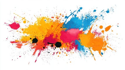 Fototapeta premium Vibrant Brushstrokes Expressing Creativity and Artistry through Bold Paint Splatters on a Clear Background