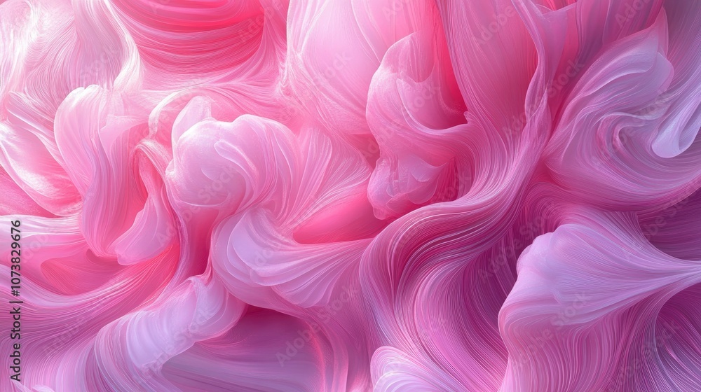 Poster abstract glossy pink waves create a mesmerizing fractal background in this digital artwork showcasin