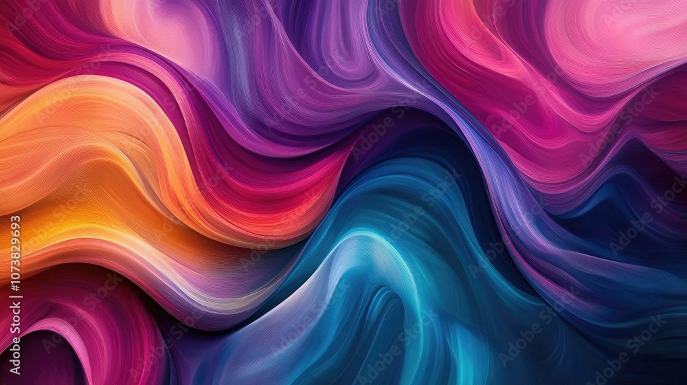 Poster vibrant fluid waves in bright colors against a dark background creating a captivating visual experie