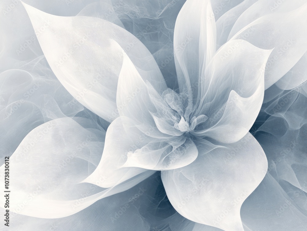 Aufkleber digitally created abstract image featuring a white flower design reminiscent of frosted glass patter