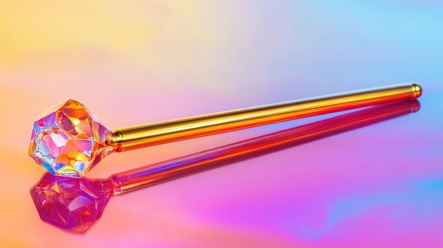 Vibrant live resin diamonds displayed on a gold titanium dab tool set against a colorful gradient backdrop
