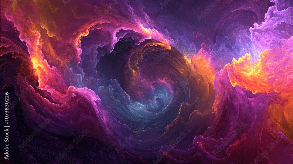 Poster vibrant abstract background featuring a contemporary round wave design with a psychedelic fractal te