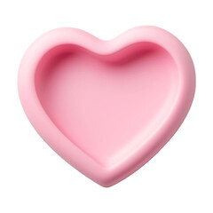 Obraz premium Pink 3D heart shaped container with a smooth finish, showcasing a soft and modern design. Ideal for themes of love, romance, and Valentine's Day. Isolated on transparent background, png.