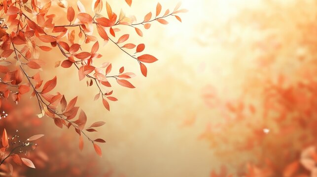 Stunning autumn setting featuring vibrant orange foliage and softly blurred branches Ideal natural backdrop for social media seasonal quotes or vintage fall wallpaper designs