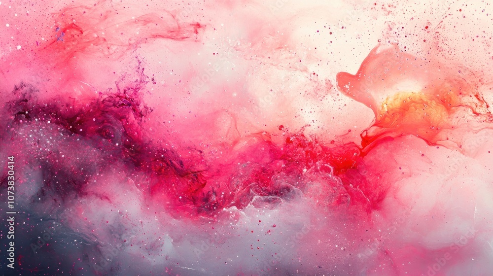 Aufkleber vibrant paint cloud with splashes of liquid and ink creating an abstract composition of colorful hue