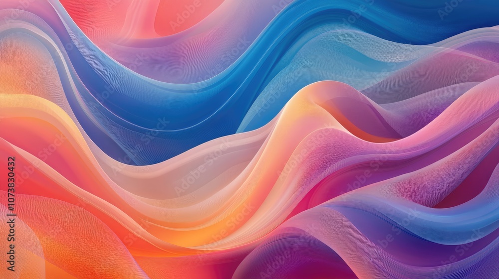 Poster colorful abstract geometric texture with a blurred background featuring a gradient wave illustration