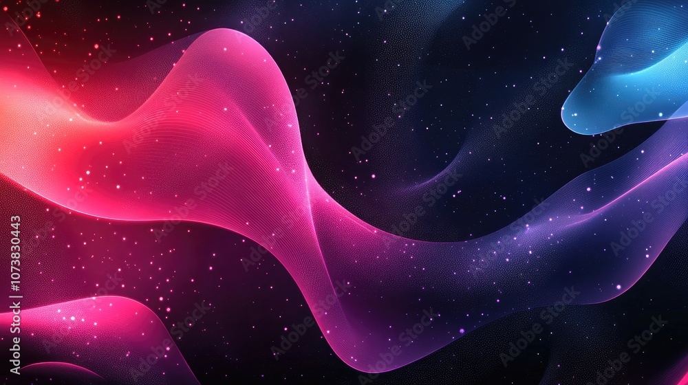 Poster abstract background featuring a pattern of geometric shapes and a flowing spectrum effect