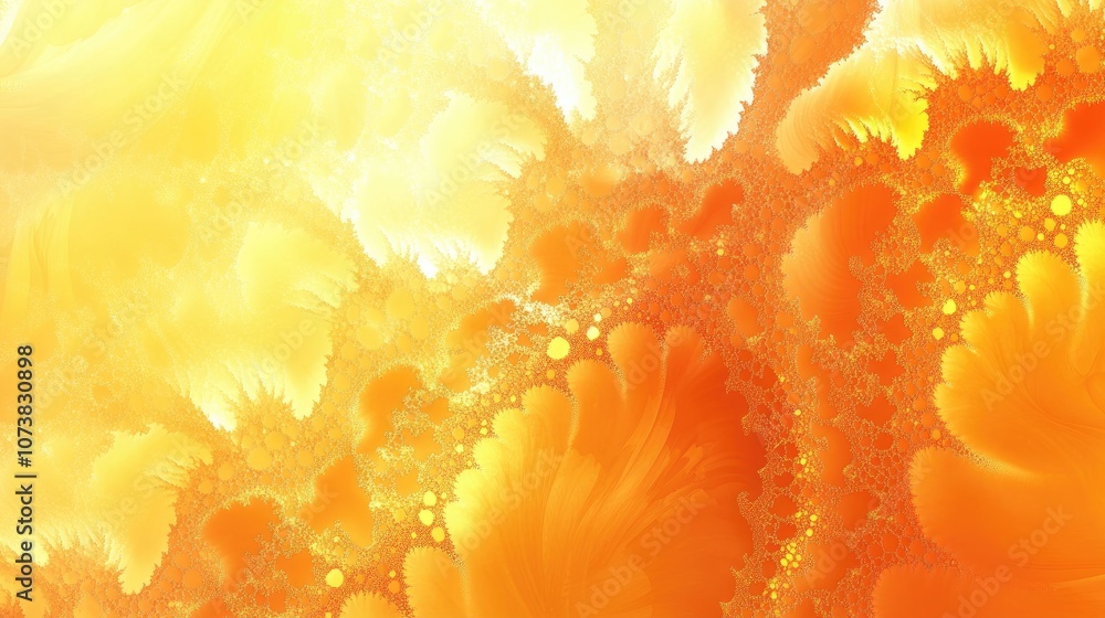 Poster abstract background featuring a vibrant orange and yellow color palette with intricate raster fracta