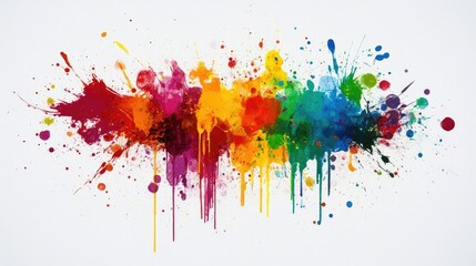 Fototapeta premium Vibrant Brushstrokes Expressing Creativity and Artistry through Bold Paint Splatters on a Clear Background