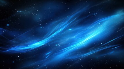 Obraz premium Abstract blue cosmic background with flowing light streaks and stars, creating a mesmerizing celestial effect.