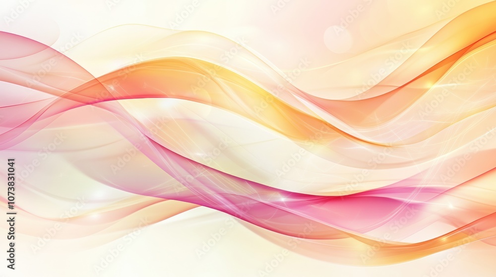 Poster soft pastel lines and waves intertwine, evoking a sense of calm and balance in a visually soothing c