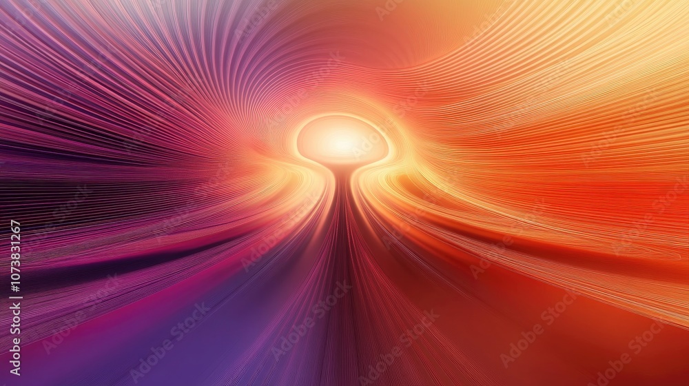 Poster fantasy abstract colorful background featuring lines with a red to orange to purple gradient and a c