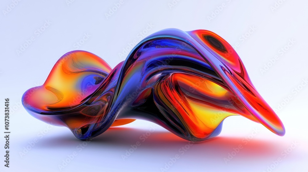 Fototapete vibrant 3d rendering of an abstract twisted shape in dynamic movement geometric digital art created 