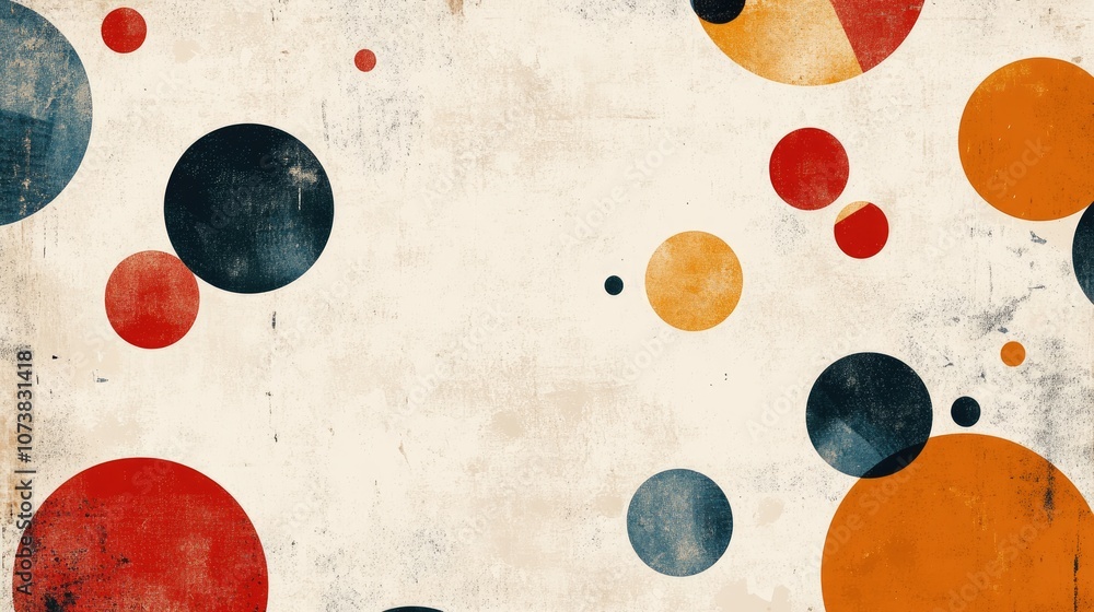 Poster vintage abstract background featuring circles a subtle grunge texture minimalist patterns and festiv