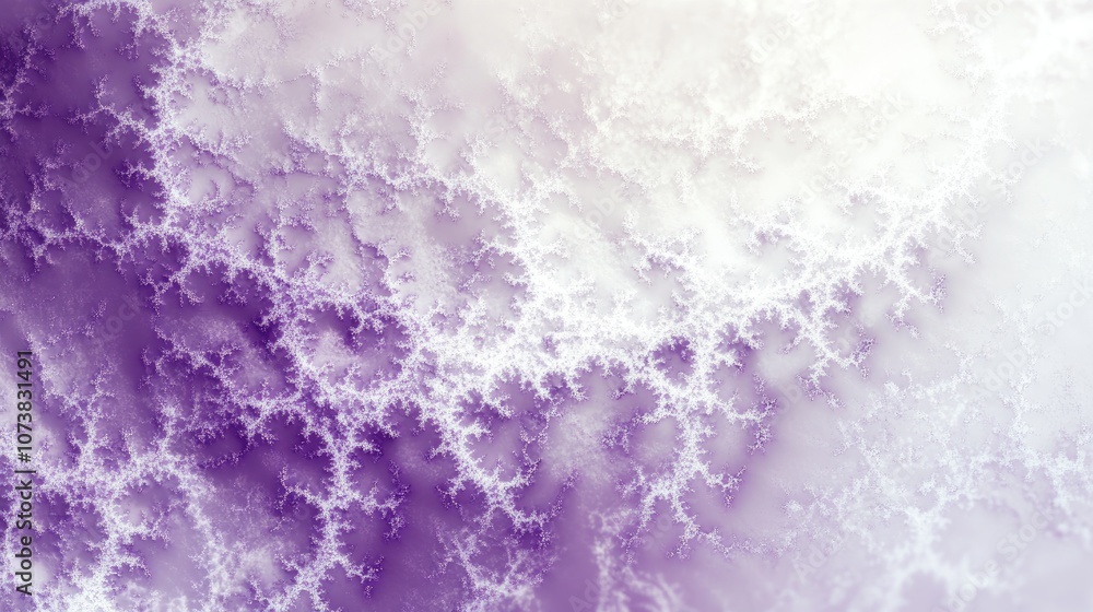 Poster abstract background in a white and purple color scheme featuring intricate raster fractal designs
