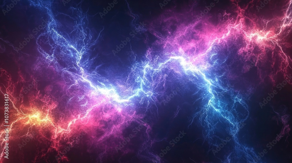 Poster abstract colorful lightning fractal on a dark background