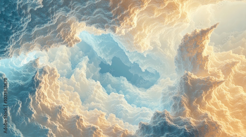 Aufkleber abstract blue and beige clouds create a vibrant fractal backdrop digital artwork featuring imaginati