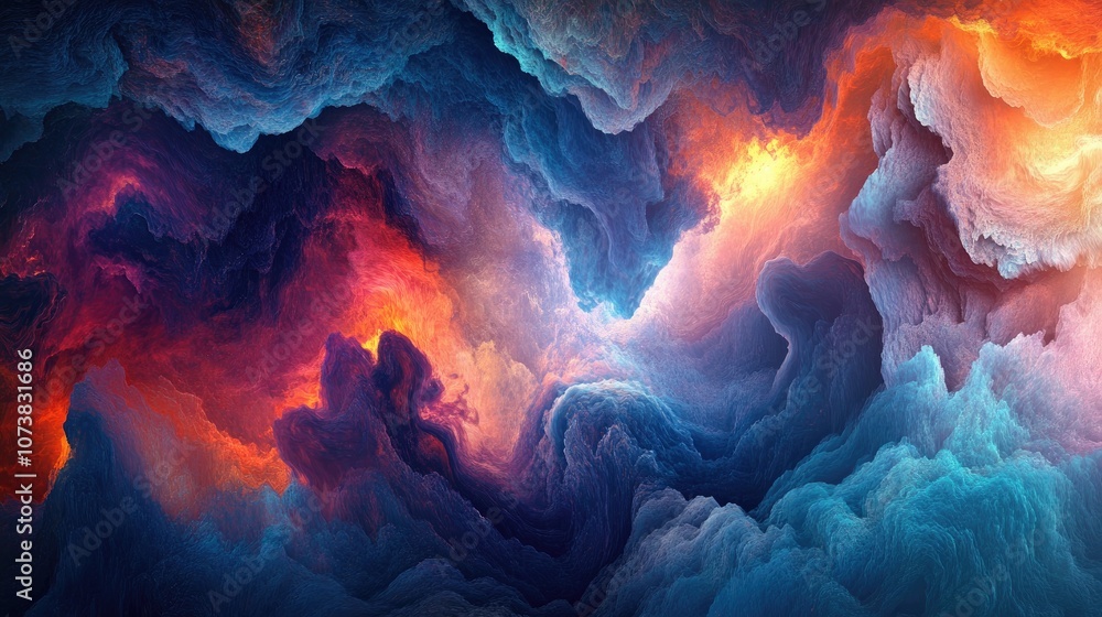 Aufkleber fantasy abstract psychedelic color art composition with graphic elements serving as a background wal
