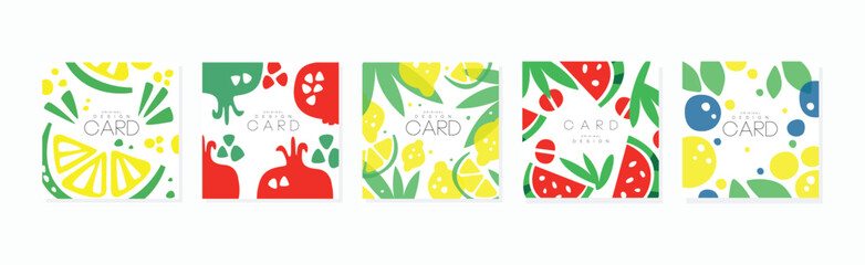 Original Card Fruit Design with Garden Crop Vector Set
