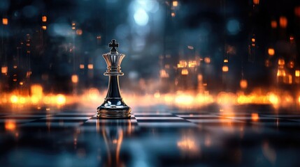 The queen piece leads in chess strategy on the board This embodies concepts of business planning success management disruption and leadership