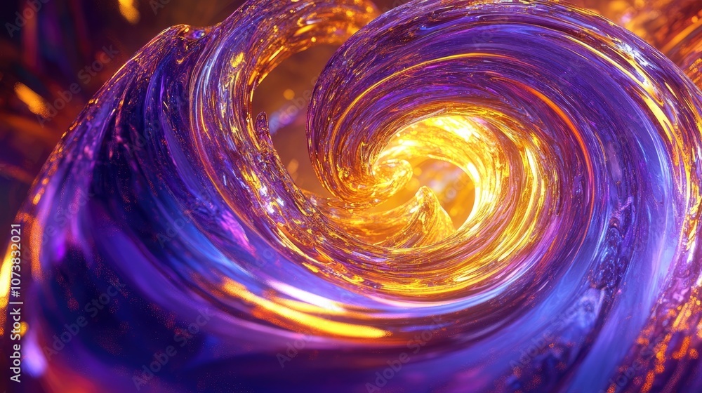 Poster vibrant abstract swirl with glossy multicolored effects created through digital fractal techniques 3