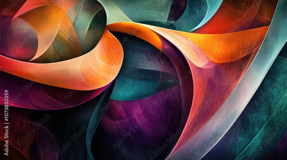 Poster fantasy abstract graphic design in a vibrant color palette unique shapes and textures create a capti