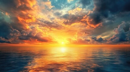 Obraz premium Sunset clouds and sky above the ocean backdrop