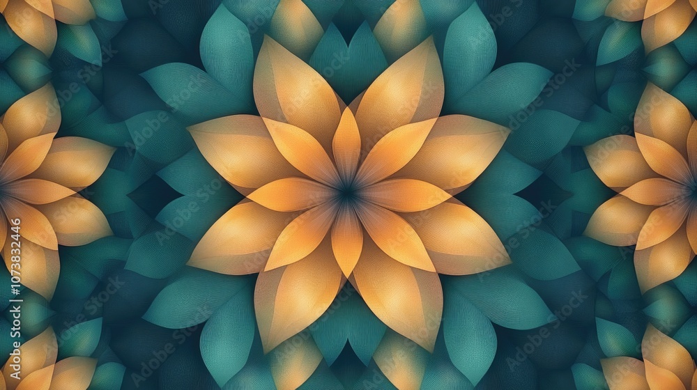 Poster beautiful abstract pattern in a kaleidoscope geometric style featuring a textured background created