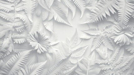 A stunning arrangement of white foliage, showcasing various textures and shapes of leaves and petals.