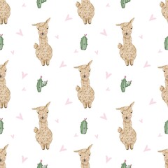 lama watercolor background, lama watercolor pattern, alpaca watercolor background, alpaca patterns, animals seamless pattern, cute animal pattern