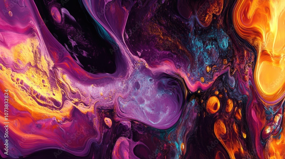 Poster abstract shapes and vibrant colors created from fractal textures unique fractal designs suitable for