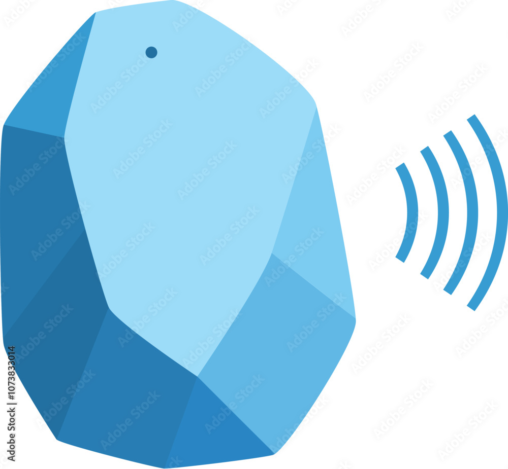 Aufkleber polygonal shaped bluetooth tracker emitting signal, representing wireless technology for finding los