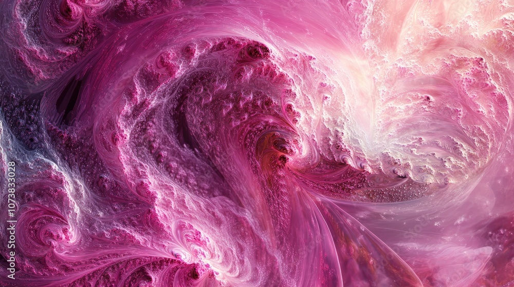 Poster abstract glossy pink waves create a mesmerizing fractal background in this digital artwork showcasin