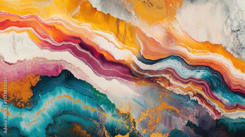 Poster a vibrant mix of colors and an enchanting design featuring marble patterns set against a painted bac