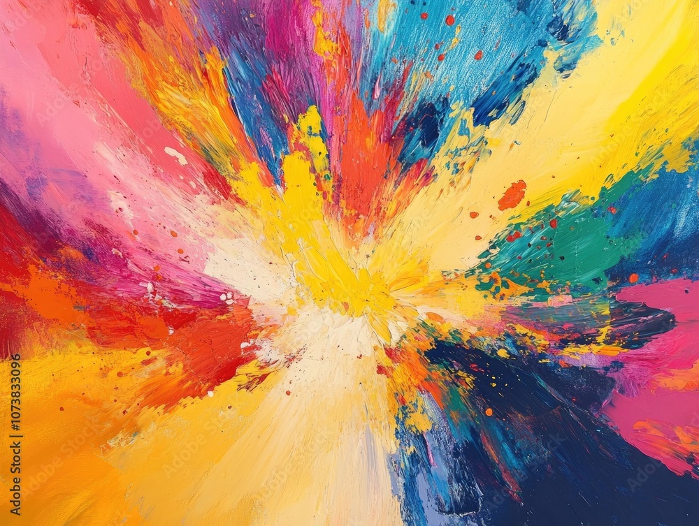 Poster abstract explosion of colors creating a dynamic and intriguing background art piece
