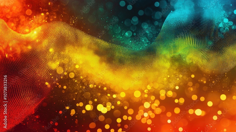 Poster colorful abstract background featuring a composition of raster dots