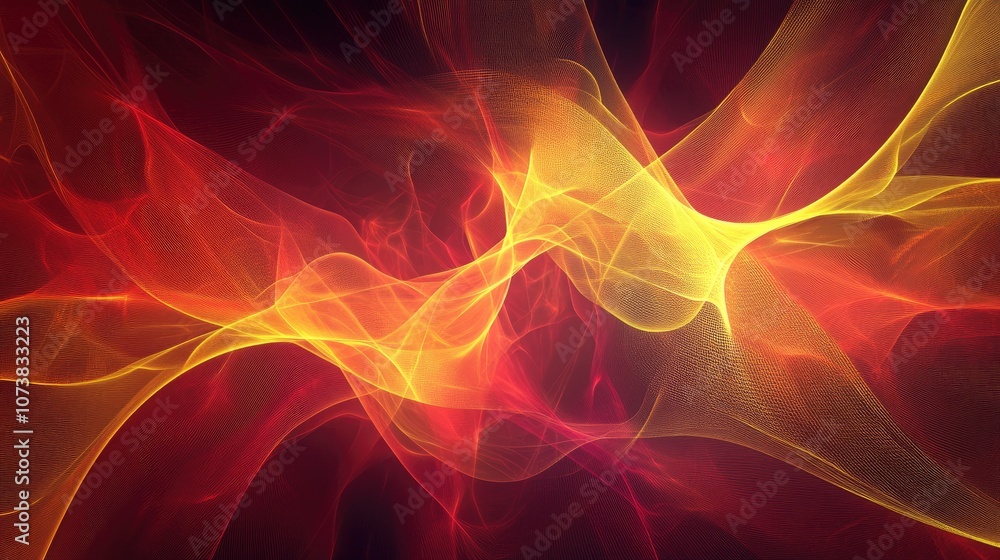 Poster abstract background in red and yellow featuring a dynamic pattern ideal for design and networking pu