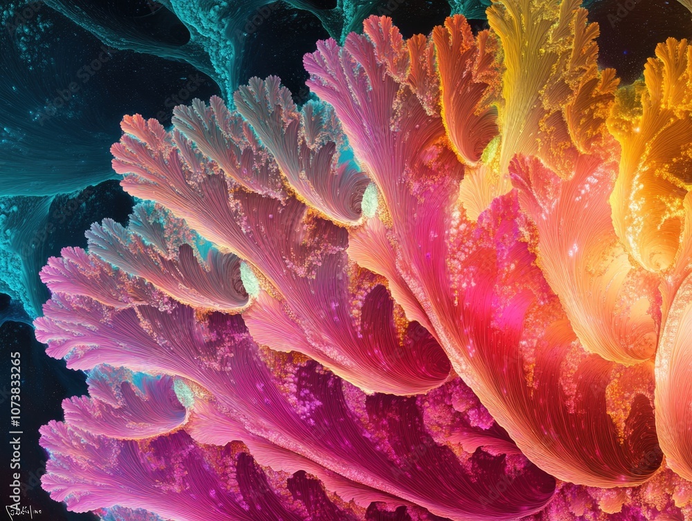 Poster fractal color texture creates a vibrant background ideal for projects focused on imagination creativ