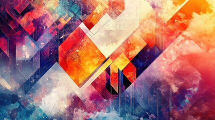 Fantasy abstract illustration featuring geometric patterns in vibrant colors