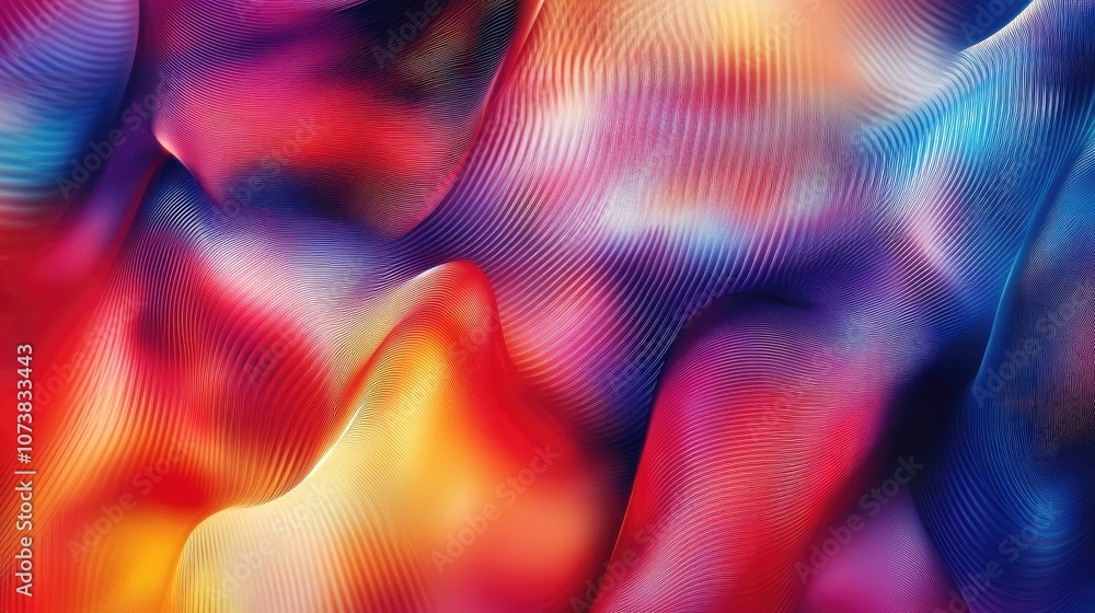 Poster colorful abstract geometric texture with a blurred backdrop featuring a gradient and a dynamic rolli