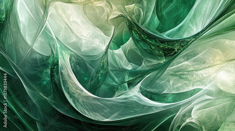 Poster abstract design featuring a green color scheme with fractal graphics