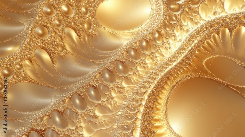 Poster abstract background featuring a gold kaleidoscopic vj fractal design three dimensional rendering for