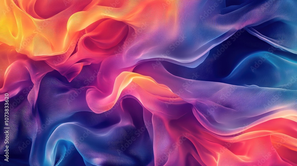 Aufkleber colorful abstract background featuring fluid shapes 2d cartoon waves created with gradient mesh dyna